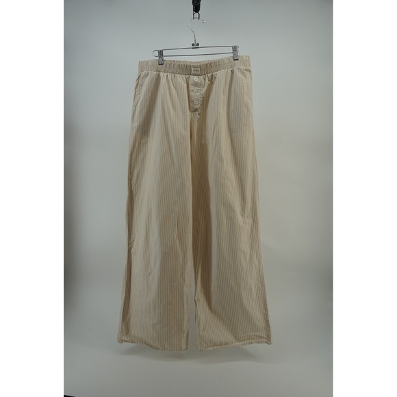 wild fable Pants - 100% cotton Striped Lounge Pants Coastal Cottagecore Beachy Scandi Tan sz M